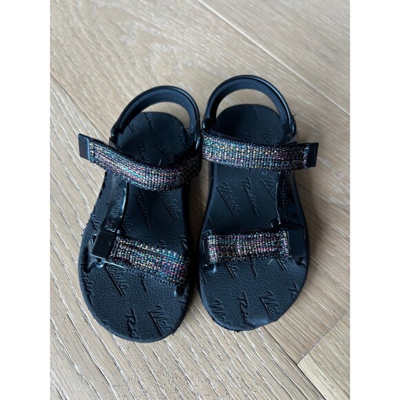 Mini Melissa Rainbow Metallic Black Jelly Gladiator Sandals Toddler Girls sz 9c - Picture 2 of 8
